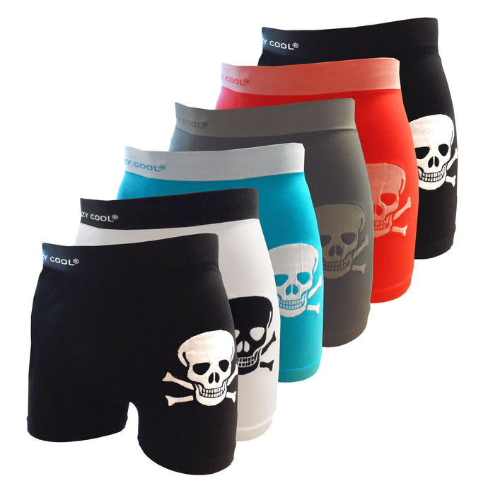 Crazy Cool Stretches Seamless Mens Boxers Underwear 6-Pack Set - Skull Skeleton