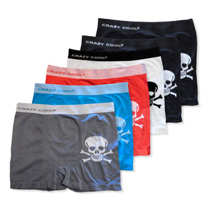 Crazy Cool Stretches Seamless Mens Boxers Underwear 6-Pack Set - Skull Skeleton