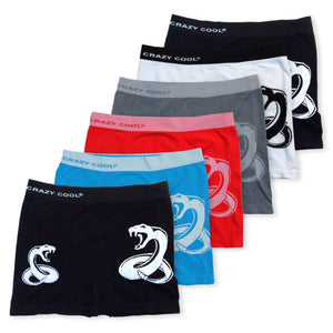 Crazy Cool Stretches Seamless Mens Boxer Briefs Underwear 6-Pack Set - Vipers