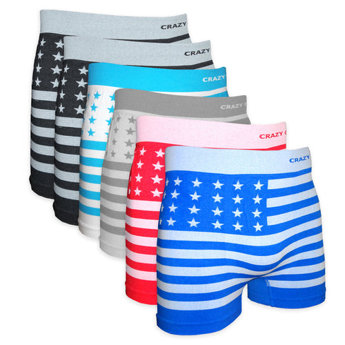 Crazy Cool® Stretches Seamless Mens Boxer Briefs Underwear 6-Pack Set - American Flag