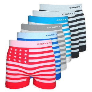 Crazy Cool Underwear® Seamless Mens Boxer Briefs Underwear 6-Pack Set  American Flag