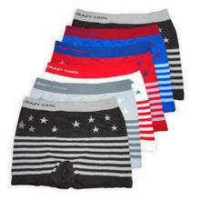 Load image into Gallery viewer, Crazy Cool Stretches Seamless Mens Boxer Briefs Underwear 6-Pack Set - Stars and Stripes