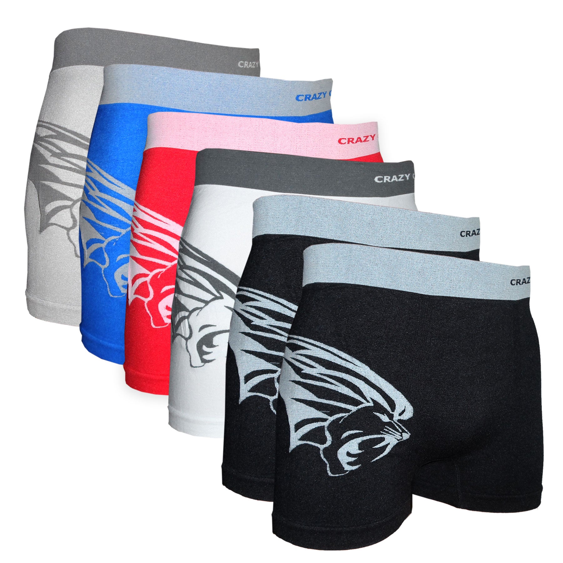 Crazy Cool Underwear® Seamless Mens Boxer Briefs Underwear 6-Pack Set Lion