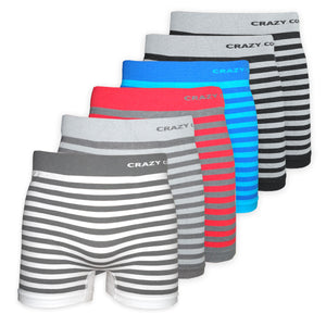 Crazy Cool Stretches Seamless Mens Boxer Briefs Underwear 6-Pack Set - Stripes