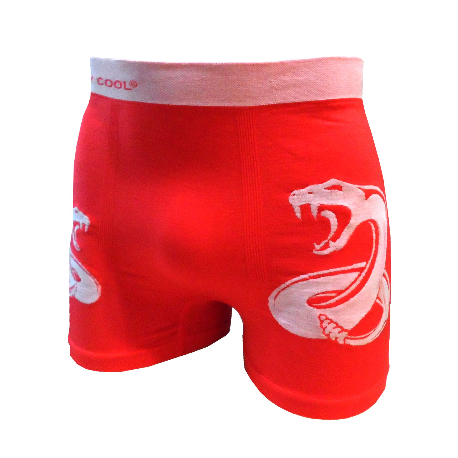 1pc Men's Red Snake Print Breathable Boxer Briefs, Novelty Stretch Underwear