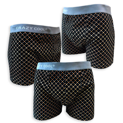 Crazy Cool® Cotton Mens Boxer Briefs Underwear Set 3-Pieces Set - 3D Dots